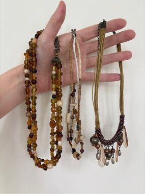 Brown Beaded Necklaces Bundle(3)